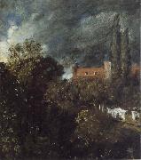 John Constable, View into a Garden in Hampstead with a Red House beyond